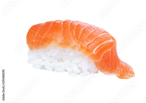 Salmon sushi isolated on white background with clipping path..