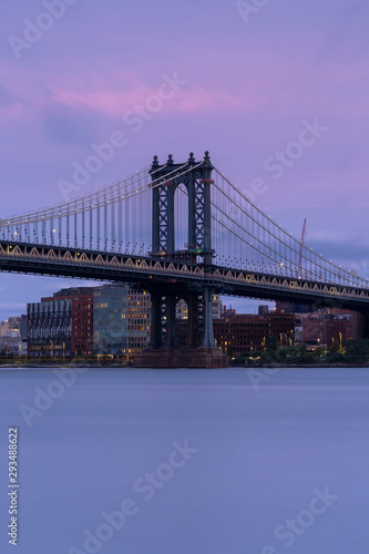 Manhattan Bridge from East rivet at sunset with long exposure © Andriy Stefanyshyn