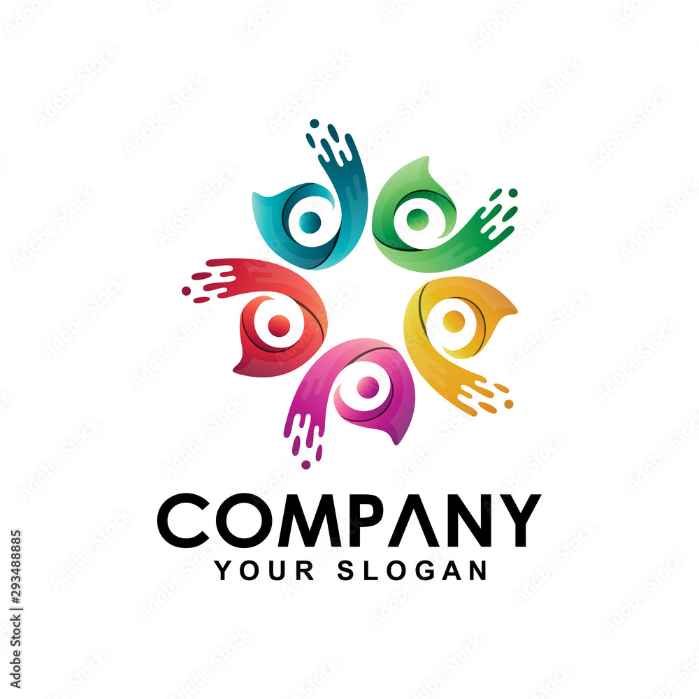 People logo gather. Logo concept of community, reunion, group, social, committee member, community care vector, people group, social relationship icon, charity symbol, human caring