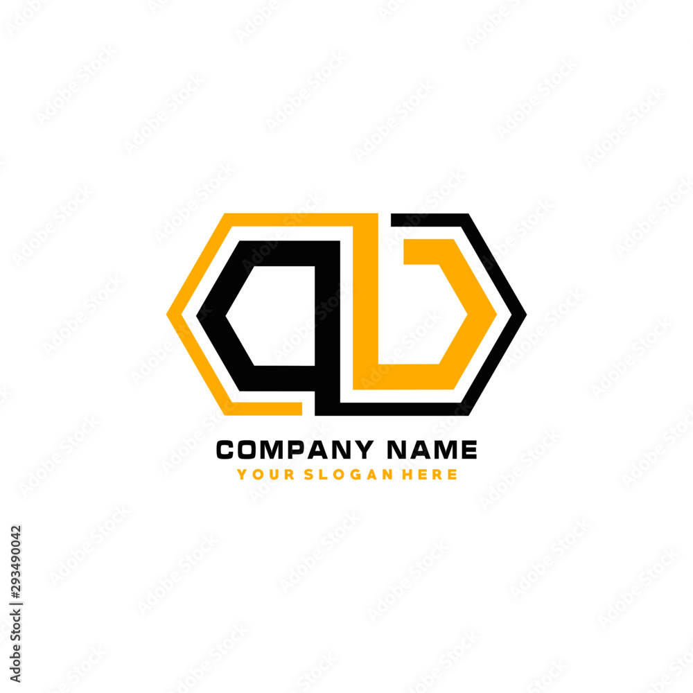 DV initial letters looping linked hexagon elegant logo color blue, black, yellow DV initial letters looping linked hexagon elegant logo color blue, black, yellow