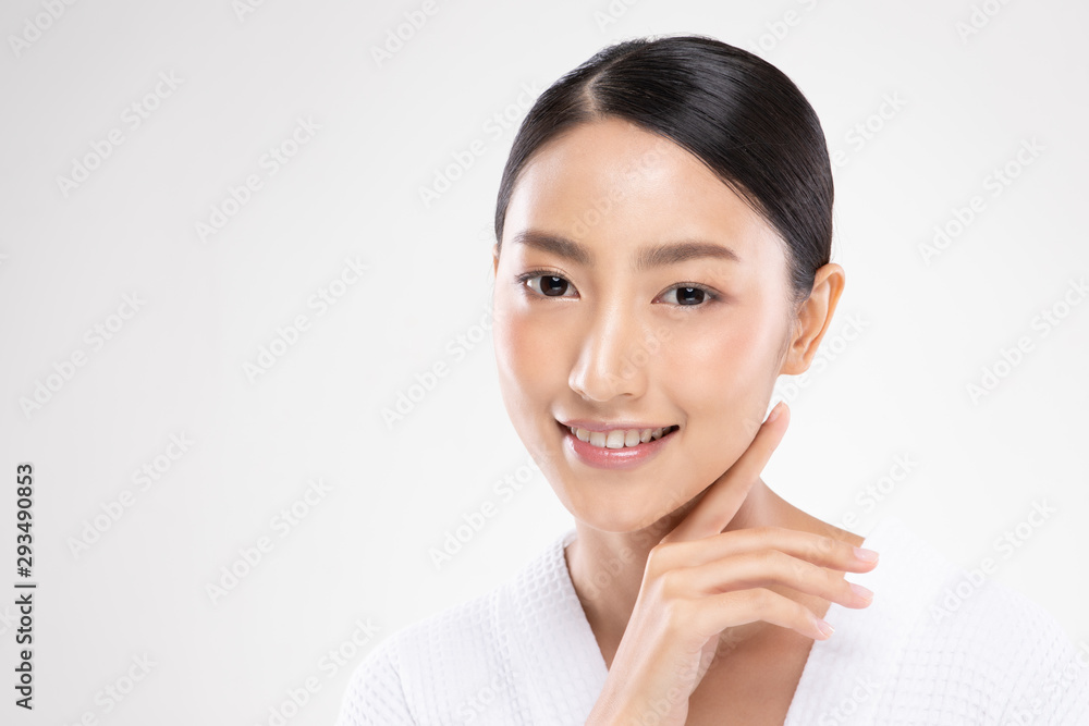 Beautiful Asian young woman touching soft cheek smile with clean and fresh skin Happiness and cheerful with positive emotional,isolated on white background,Beauty and Cosmetics Concept Beautiful Asian young woman touching soft cheek smile with clean and fresh skin Happiness and cheerful with positive emotional,isolated on white background,Beauty and Cosmetics Concept