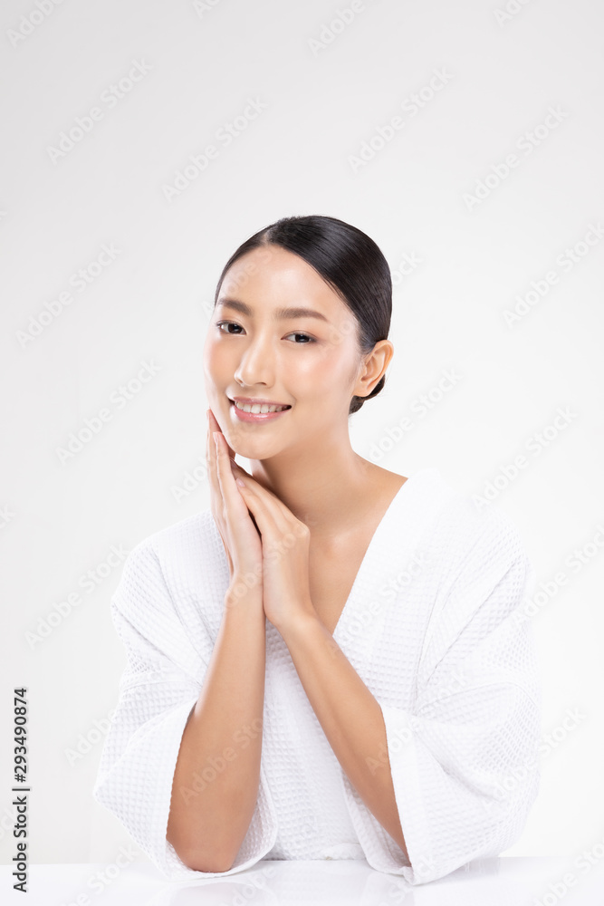 Beautiful Asian young woman touching soft cheek smile with clean and fresh skin Happiness and cheerful with positive emotional,isolated on white background,Beauty and Cosmetics Concept Beautiful Asian young woman touching soft cheek smile with clean and fresh skin Happiness and cheerful with positive emotional,isolated on white background,Beauty and Cosmetics Concept