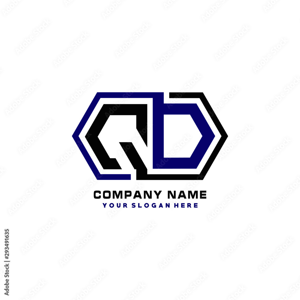 QO initial letters looping linked hexagon elegant logo color blue, black, yellow QO initial letters looping linked hexagon elegant logo color blue, black, yellow