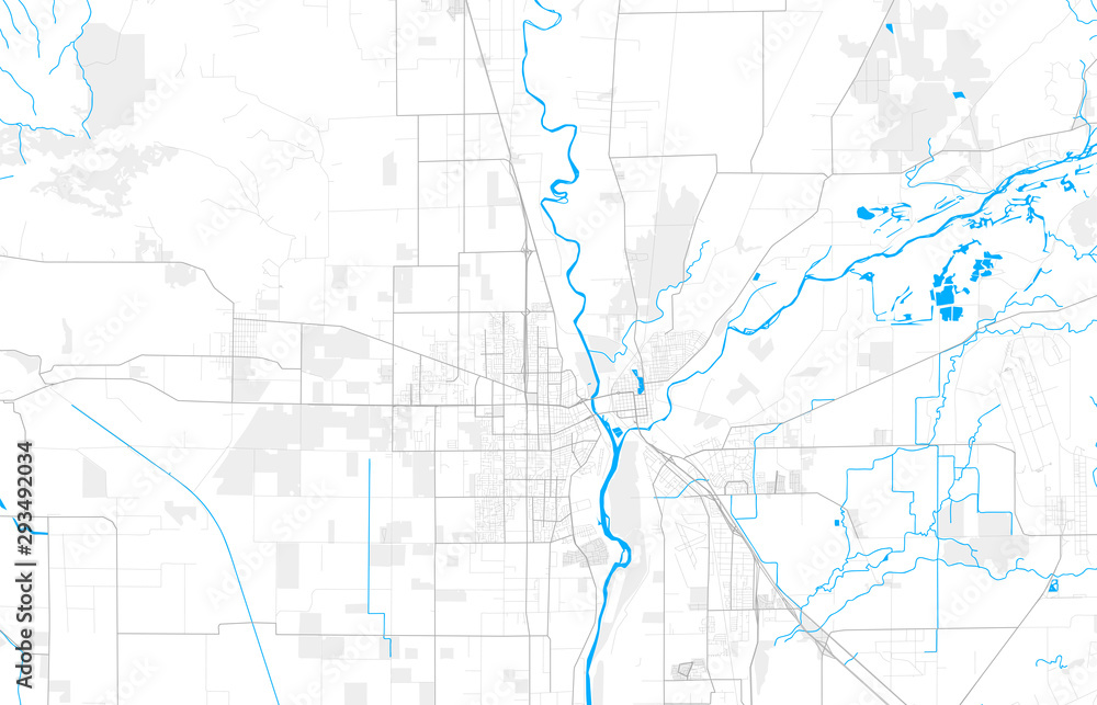 Obraz premium Rich detailed vector map of Yuba City, California, USA
