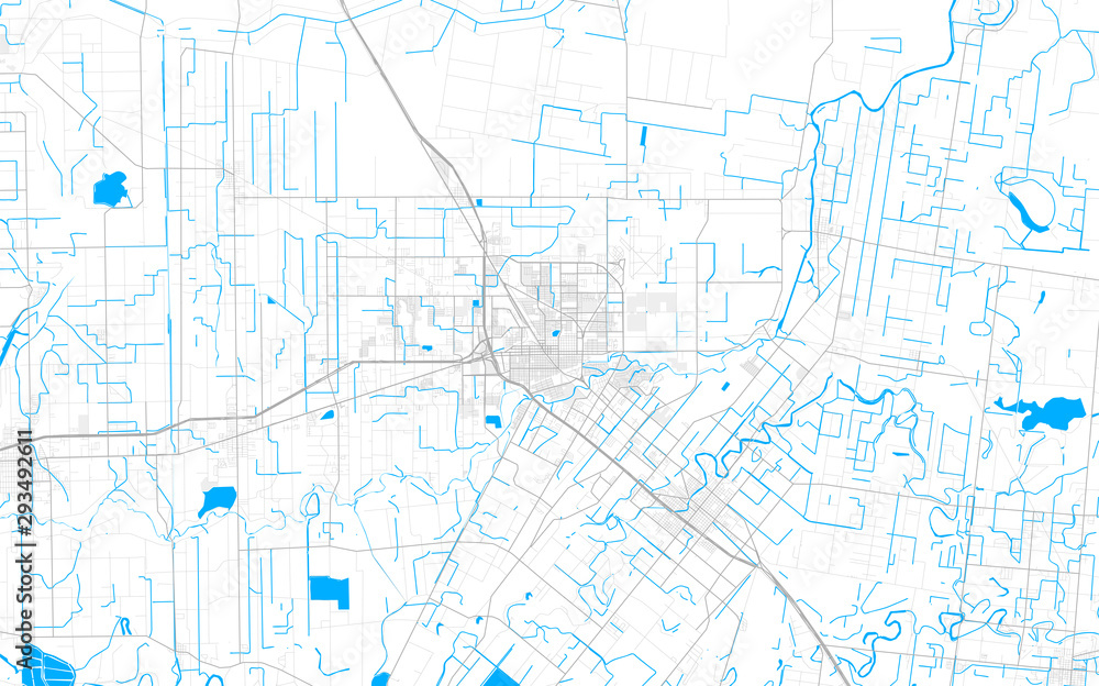 Rich detailed vector map of Harlingen, Texas, USA