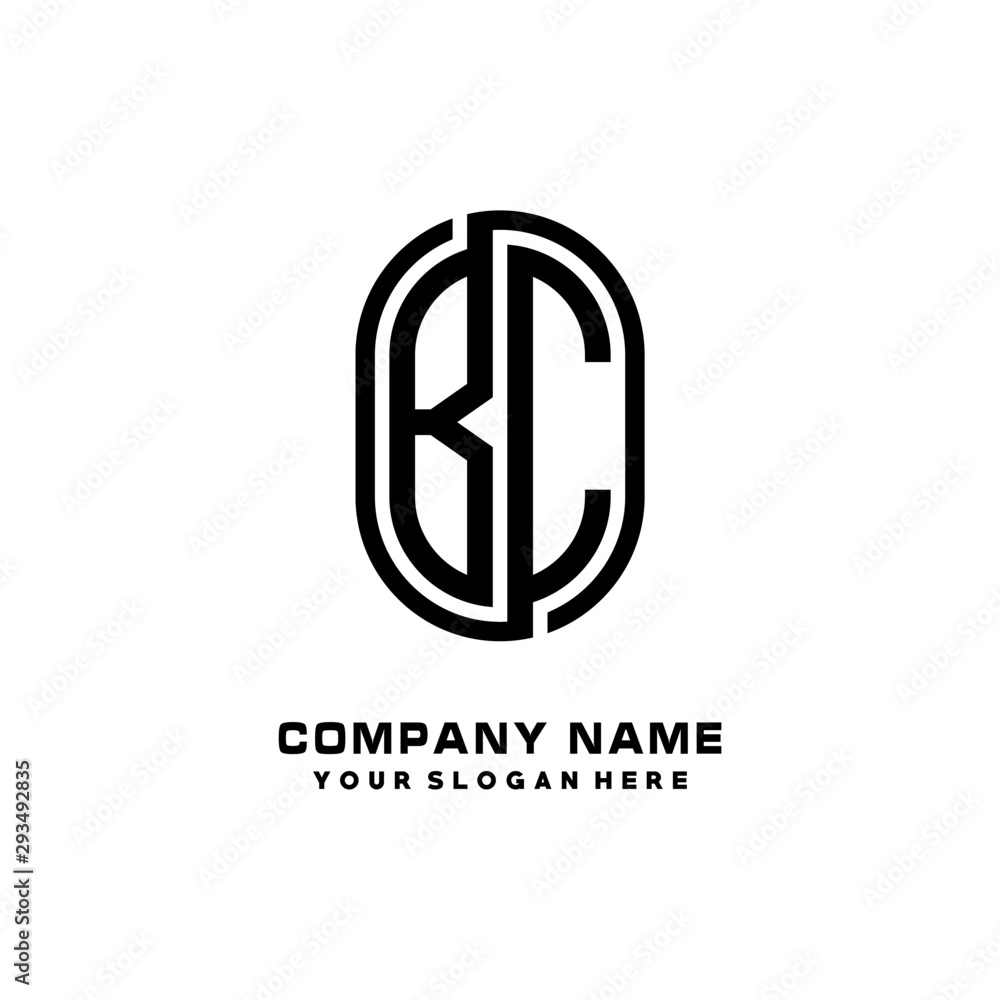 Initial Letter BC Linked Rounded Design Logo, Black color. feminine outline logo design Initial Letter BC Linked Rounded Design Logo, Black color. feminine outline logo design