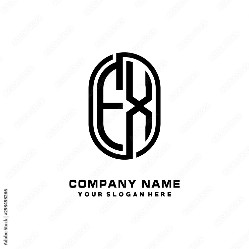 Initial Letter FX Linked Rounded Design Logo, Black color. feminine outline logo design Initial Letter FX Linked Rounded Design Logo, Black color. feminine outline logo design