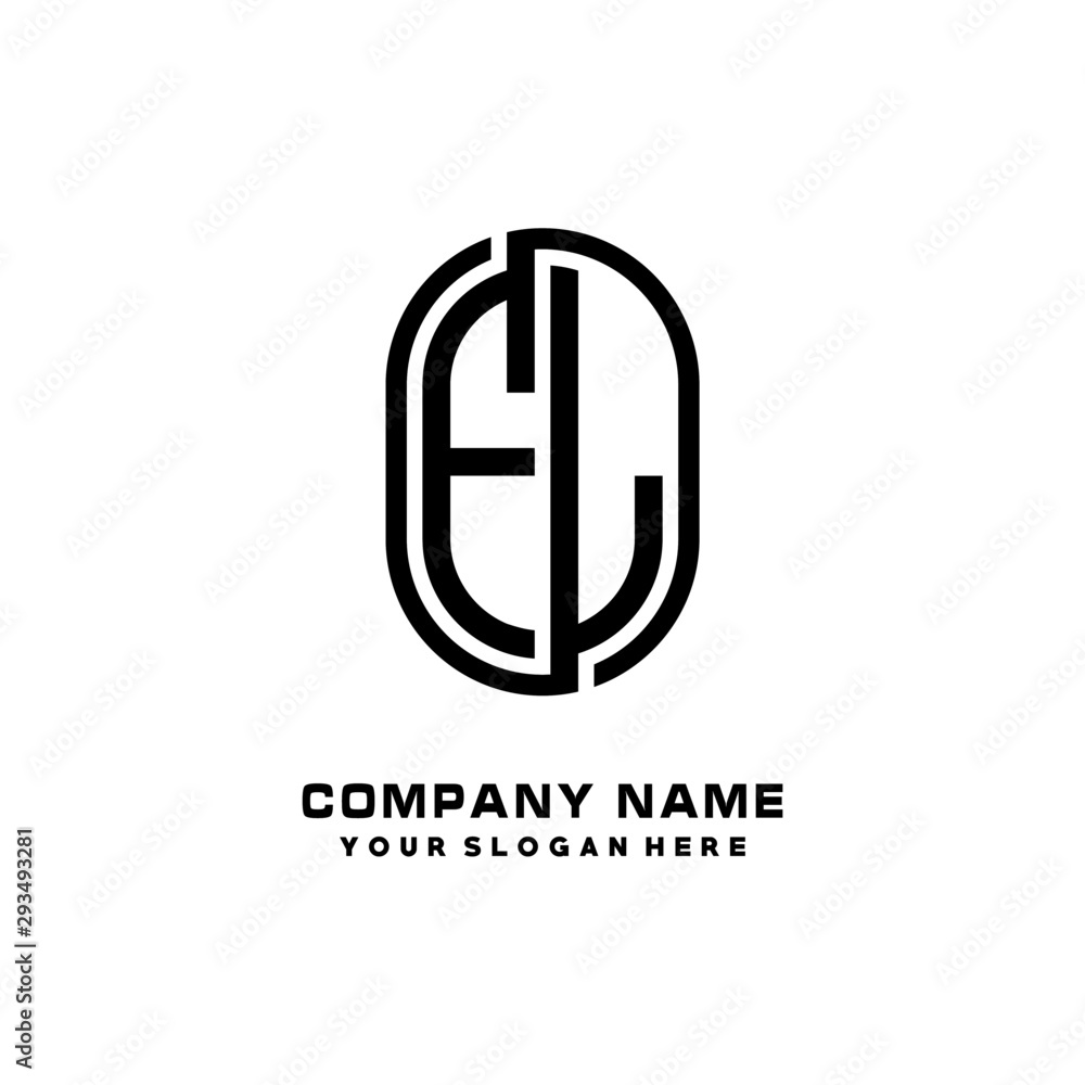 Initial Letter FL Linked Rounded Design Logo, Black color. feminine outline logo design Initial Letter FL Linked Rounded Design Logo, Black color. feminine outline logo design