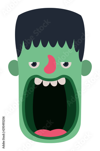 cute little boy head with frankenstein costume