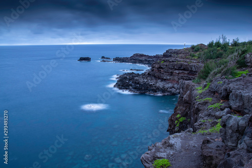 Hawaiia sea cliffs with black lava rock