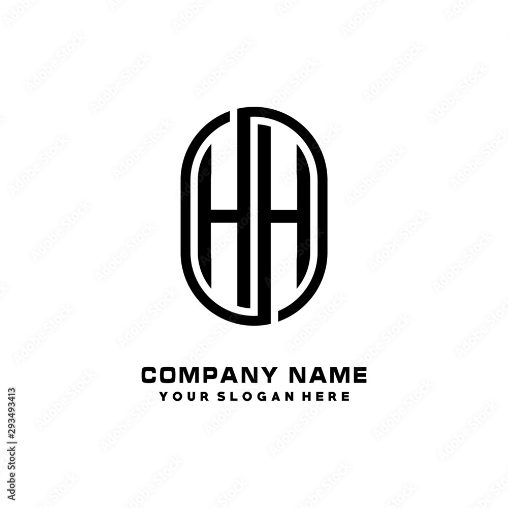 Initial Letter HH Linked Rounded Design Logo, Black color. feminine outline logo design Initial Letter HH Linked Rounded Design Logo, Black color. feminine outline logo design