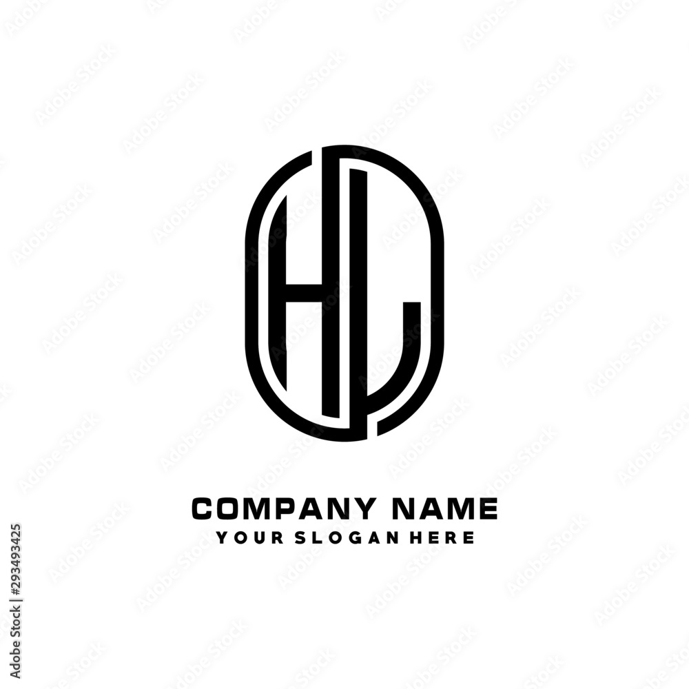 Initial Letter HL Linked Rounded Design Logo, Black color. feminine outline logo design Initial Letter HL Linked Rounded Design Logo, Black color. feminine outline logo design