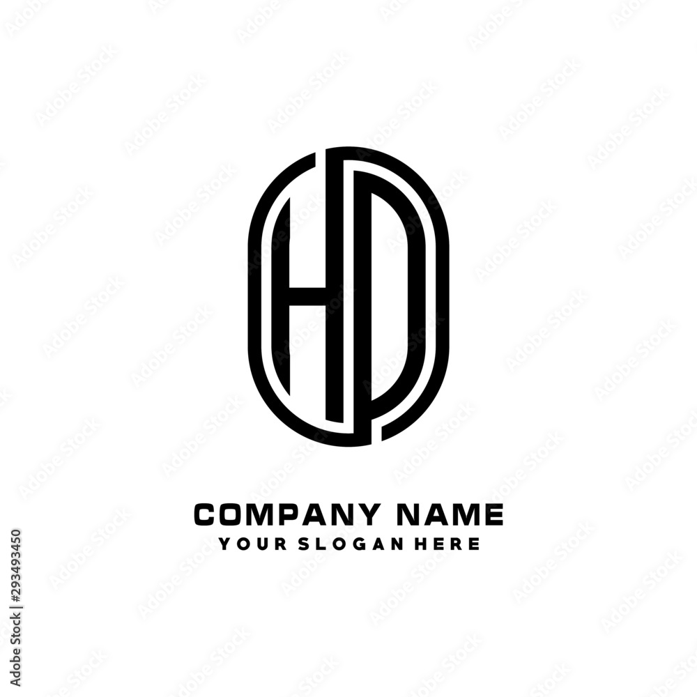 Initial Letter HO Linked Rounded Design Logo, Black color. feminine outline logo design Initial Letter HO Linked Rounded Design Logo, Black color. feminine outline logo design