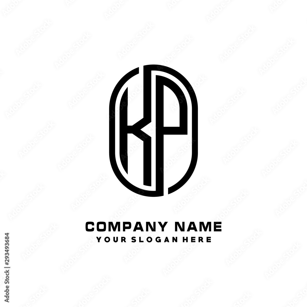 Initial Letter KP Linked Rounded Design Logo, Black color. feminine outline logo design Initial Letter KP Linked Rounded Design Logo, Black color. feminine outline logo design