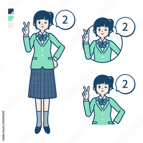 simple school girl Green Blazer_Counting as 2
