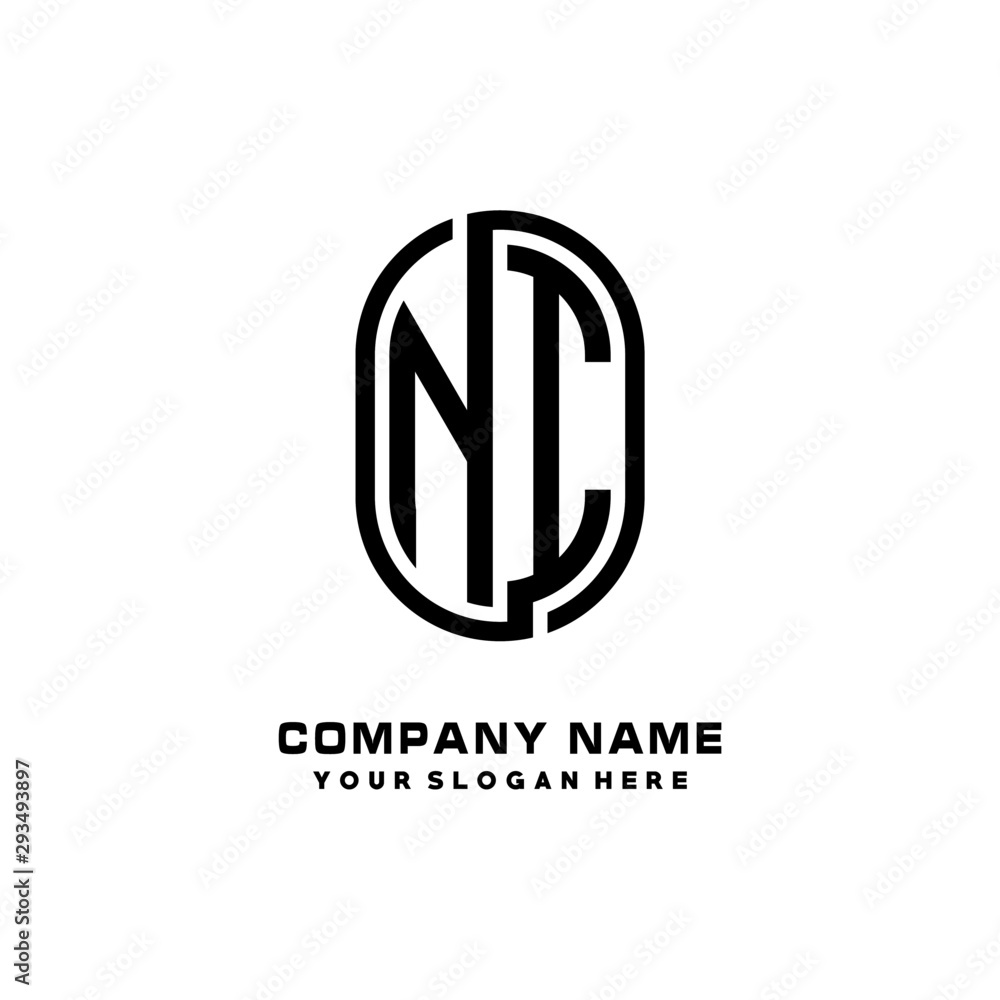 Initial Letter NI Linked Rounded Design Logo, Black color. feminine outline logo design Initial Letter NI Linked Rounded Design Logo, Black color. feminine outline logo design