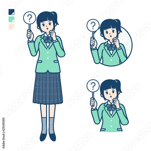 simple school girl Green Blazer_question panel