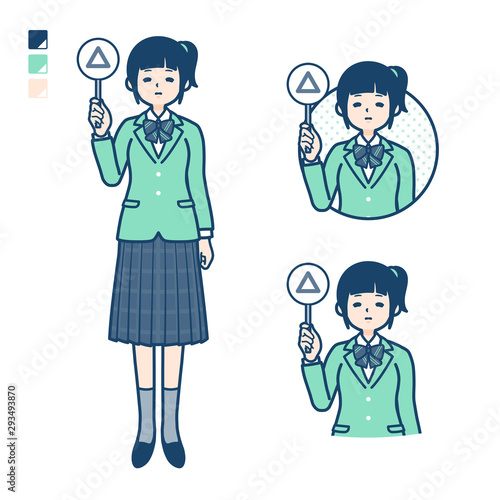 simple school girl Green Blazer_Triangle panel