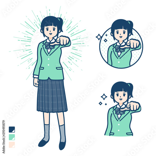 simple school girl Green Blazer_want you