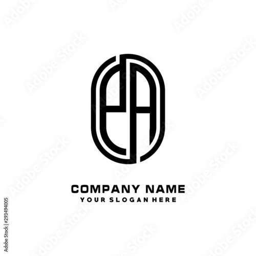 Initial Letter PA Linked Rounded Design Logo, Black color. feminine outline logo design