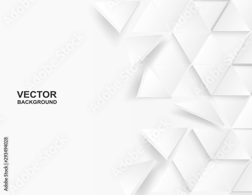 Abstract. Flying polygon triangle paper white Background. light and shadow .Vector.