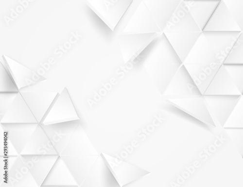 Abstract. Flying polygon triangle paper white Background. light and shadow .Vector.