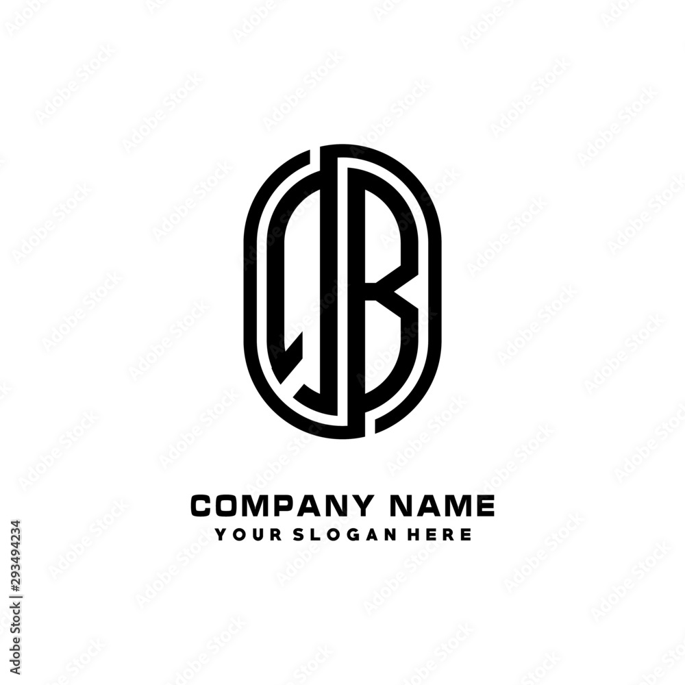Initial Letter QB Linked Rounded Design Logo, Black color. feminine outline logo design Initial Letter QB Linked Rounded Design Logo, Black color. feminine outline logo design