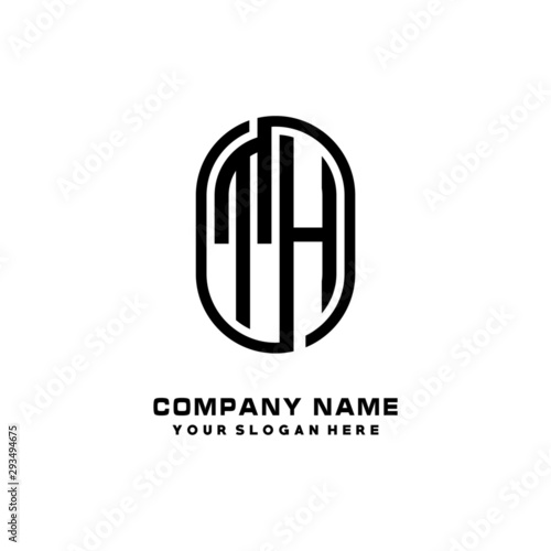 Initial Letter TH Linked Rounded Design Logo  Black color. feminine outline logo design