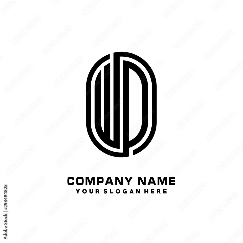 Initial Letter WD Linked Rounded Design Logo, Black color. feminine outline logo design Initial Letter WD Linked Rounded Design Logo, Black color. feminine outline logo design
