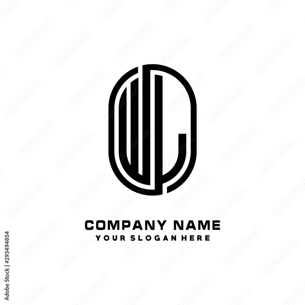 Initial Letter WL Linked Rounded Design Logo, Black color. feminine outline logo design Initial Letter WL Linked Rounded Design Logo, Black color. feminine outline logo design