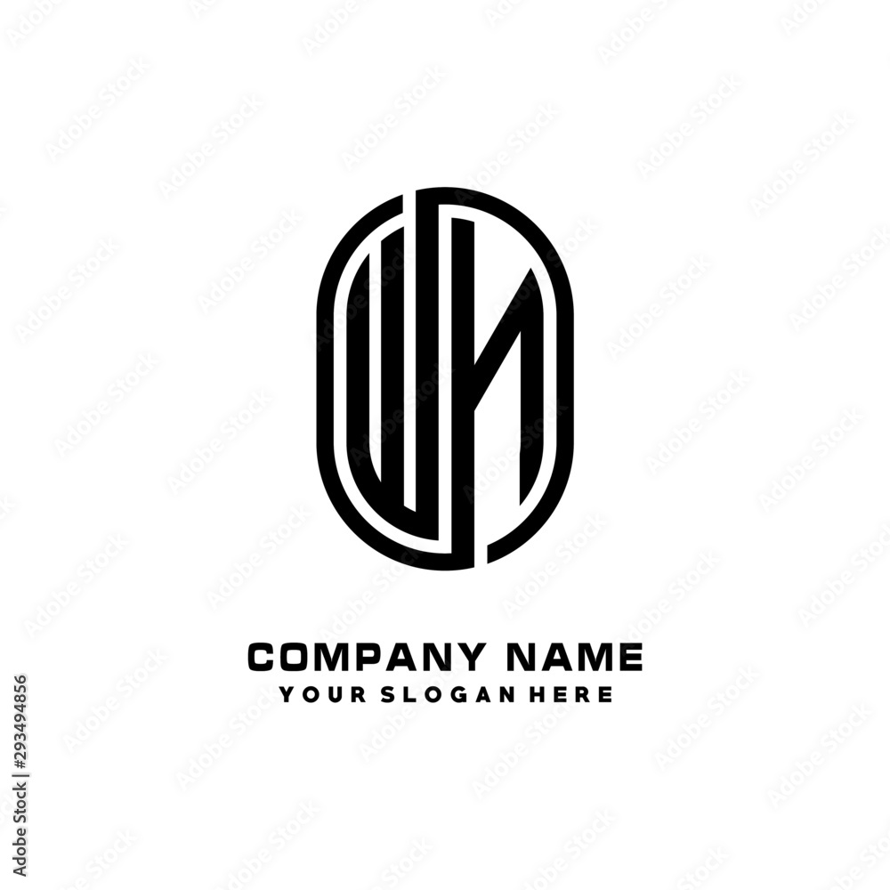 Initial Letter WN Linked Rounded Design Logo, Black color. feminine outline logo design Initial Letter WN Linked Rounded Design Logo, Black color. feminine outline logo design