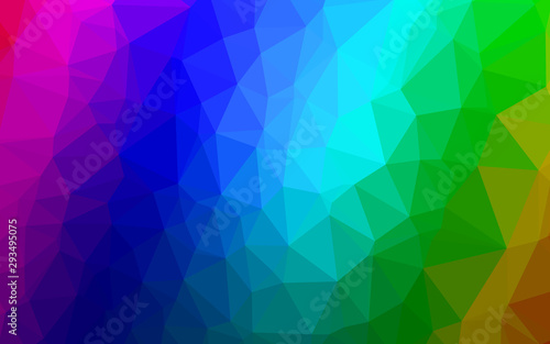 Light Multicolor, Rainbow vector shining triangular background. A vague abstract illustration with gradient. Template for your brand book.