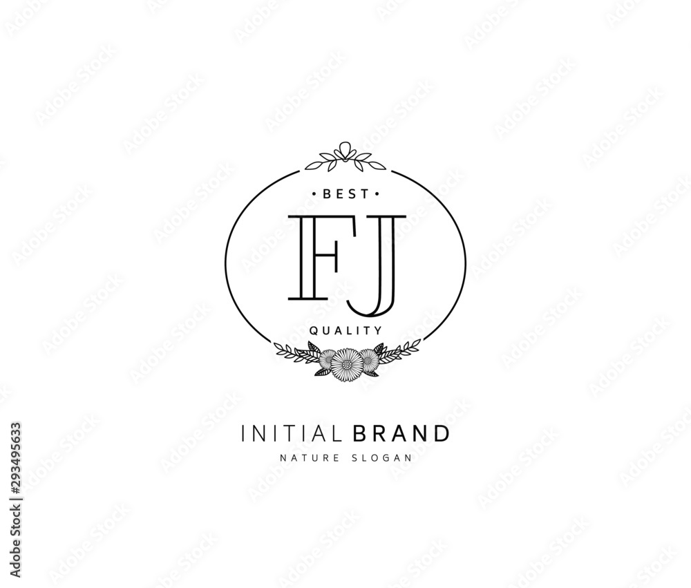 F J FJ Beauty vector initial logo, handwriting logo of initial signature, wedding, fashion, jewerly, boutique, floral and botanical with creative template for any company or business.
