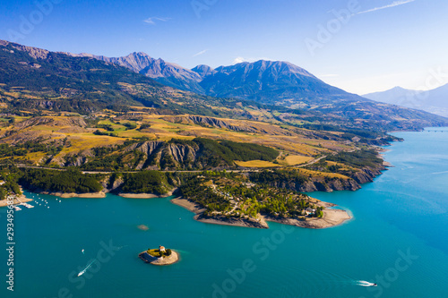 Aerial landscape with Serre-Poncon Lake
