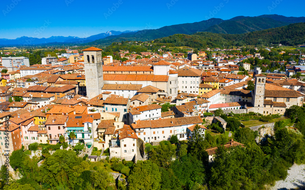 Fototapeta premium Aerial view of Cividale del Friuli with Cathedral, Italy