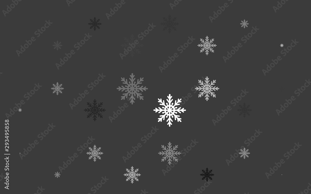 Light Silver, Gray vector template with ice snowflakes. Decorative shining illustration with snow on abstract template. The pattern can be used for new year leaflets. Light Silver, Gray vector template with ice snowflakes. Decorative shining illustration with snow on abstract template. The pattern can be used for new year leaflets.