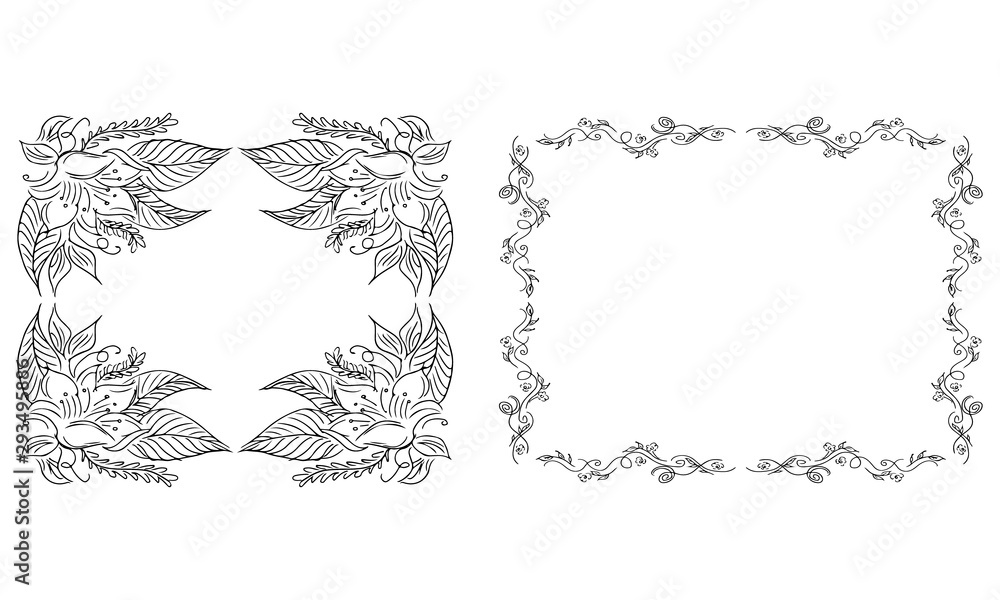 Tropical hand-drawn floral rectangular shaped frames. Outline set. Jungle illustration. Floral set. Vector isolated collection. Natural spring wedding card. Summer tropical leaf. Botanical frames Tropical hand-drawn floral rectangular shaped frames. Outline set. Jungle illustration. Floral set. Vector isolated collection. Natural spring wedding card. Summer tropical leaf. Botanical frames