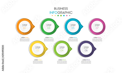 Wallpaper Mural Business infographic element with 7 options, steps, number. Vector Template Design Torontodigital.ca