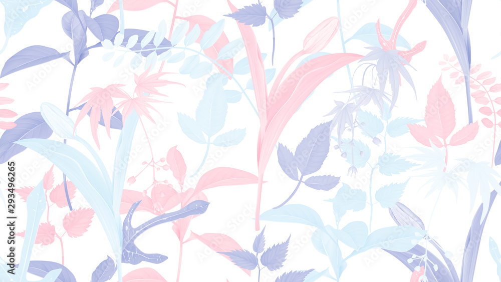 Pastel Aesthetic Wallpaper And Blue Pink Leaves Background