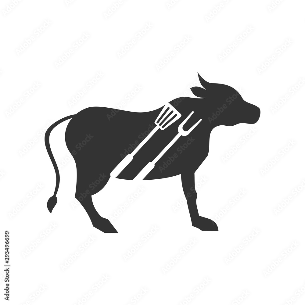 Fototapeta premium Barbecue Cow Beef logo template vector badge Design Isolated