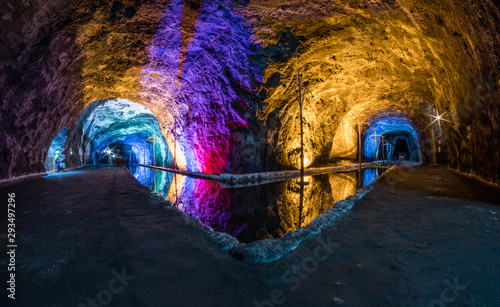 Water mirror in a Salt mine whit beautiful colors.