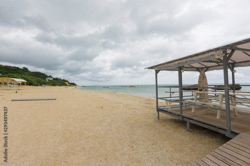 Gloomy day at Mibaru Beach, which is a famous beach in Okinawa. Gloomy day at Mibaru Beach, which is a famous beach in Okinawa.