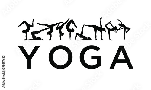 set women yoga icon logo pose template