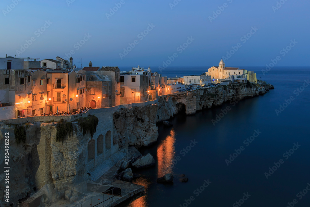 Night view of vieste on of the most famous towns in Gargano - Apulia, Italy