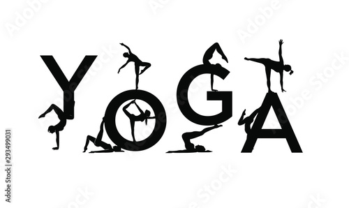 set women yoga icon logo pose template