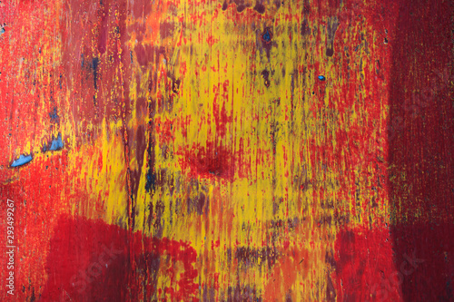 metal with chipped red paint. Grunge style background