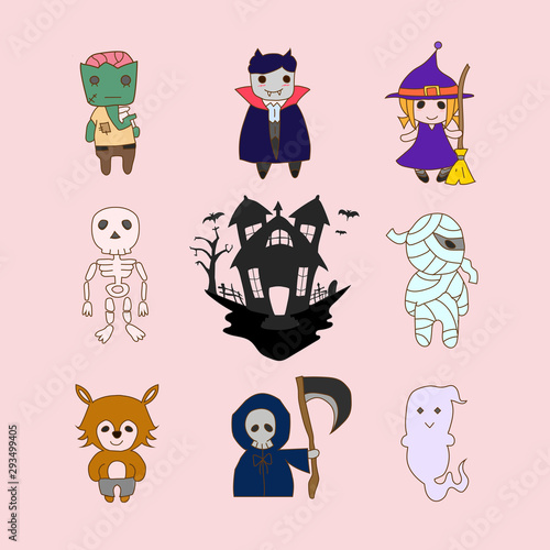 Halloween Cute Character Vector Pack