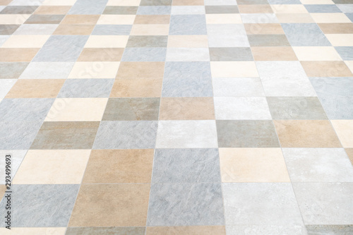 Pastel color of square tiles on the floor. Colorful tile on the floor background.