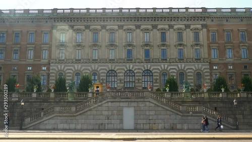 People walking in front Stockholm Royal Castle photo