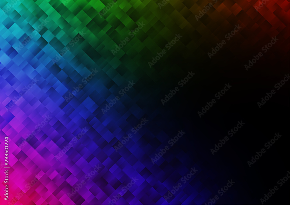 Dark Multicolor, Rainbow vector texture in rectangular style. Decorative design in abstract style with rectangles. Best design for your ad, poster, banner.